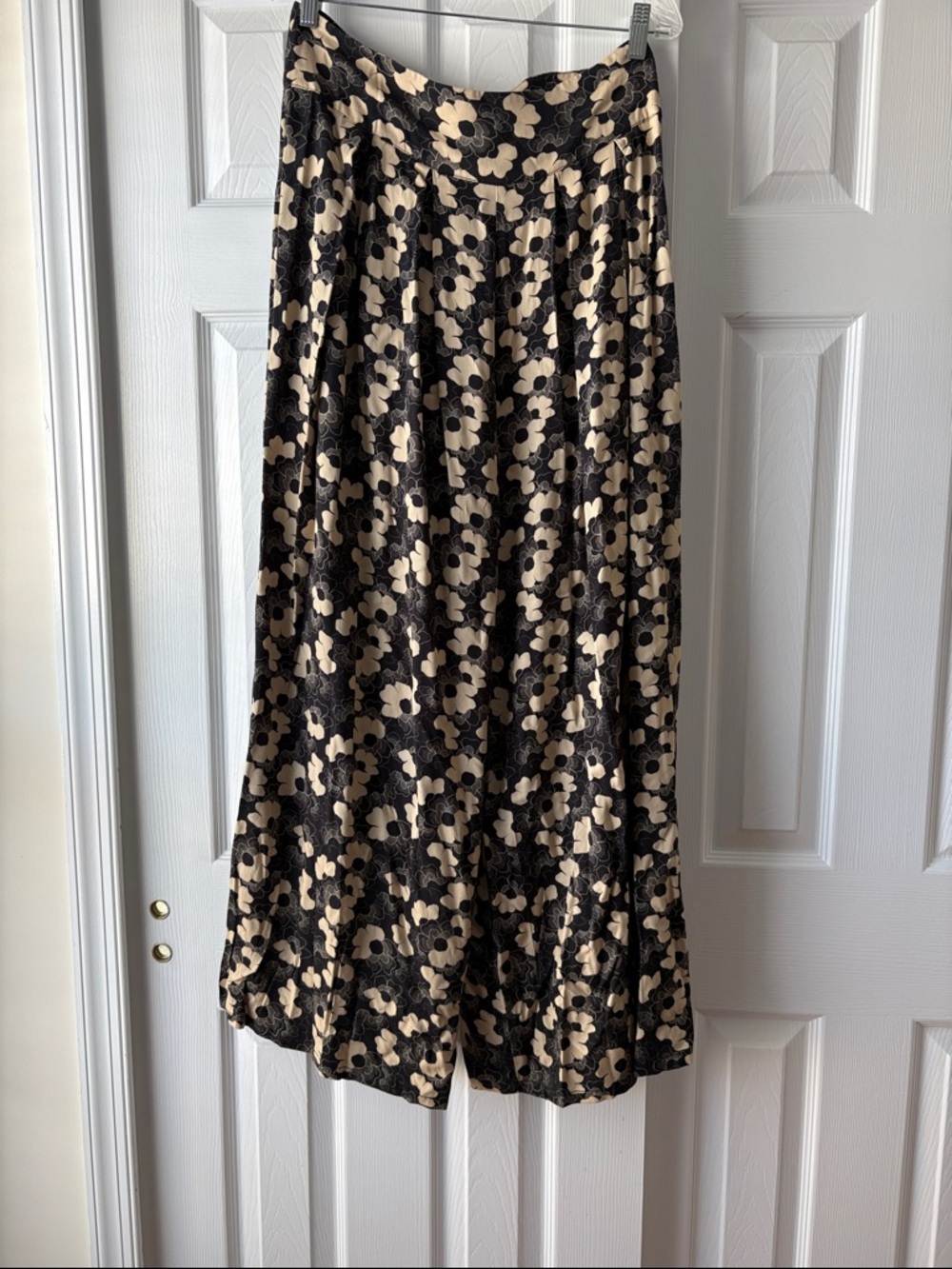 Black Floral pants with Cream Flowers